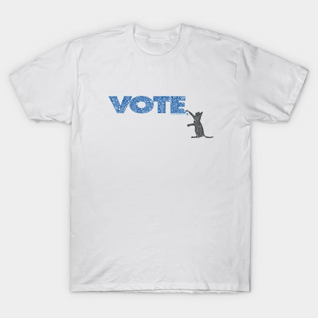 Cat Scratching The Blue Vote Circle Design T-Shirt by pbdotman